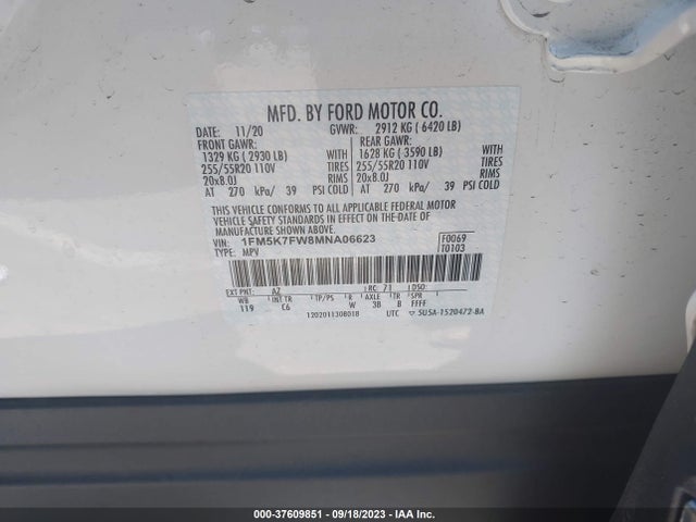 2021 Ford Explorer, VIN: 1FM5K7FW8MNA06623