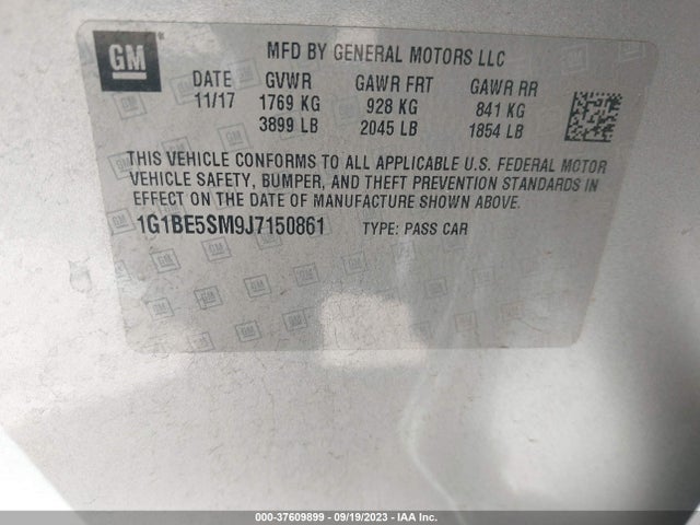 Chevrolet CRUZE LT 2018 1G1BE5SM9J7150861 Image 9