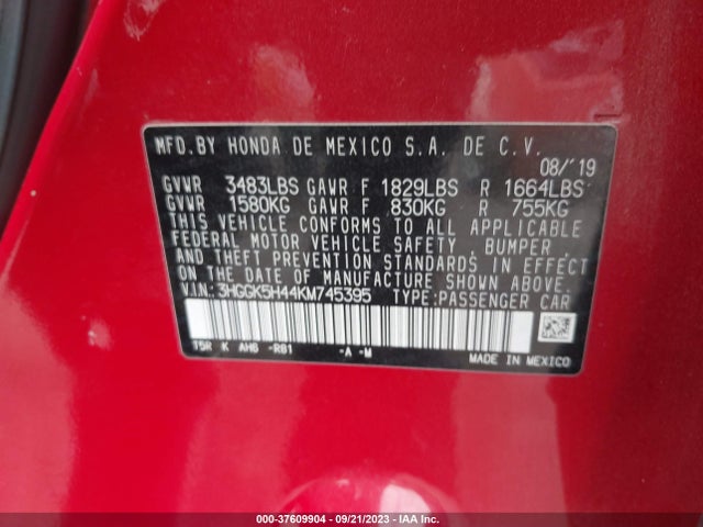 Honda FIT LX 2019 3HGGK5H44KM745395 Image 9