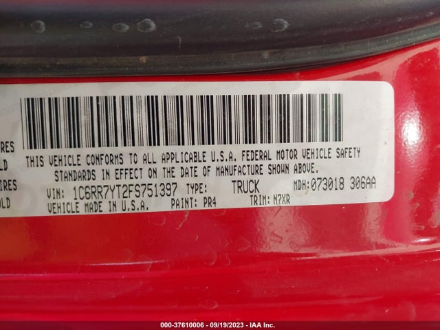 RAM 1500 Rebel 2015 1C6RR7YT2FS751397 Image 9