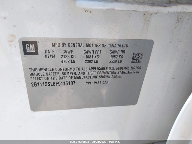 Chevrolet IMPALA LT 2015 2G1115SL8F9116107 Image 15