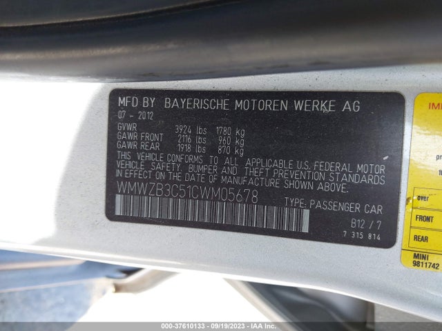 2012 MINI COOPER COUNTRYMAN VIN: WMWZB3C51CWM05678