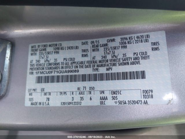 1FMCU0F71GUA99089 Ford ESCAPE S