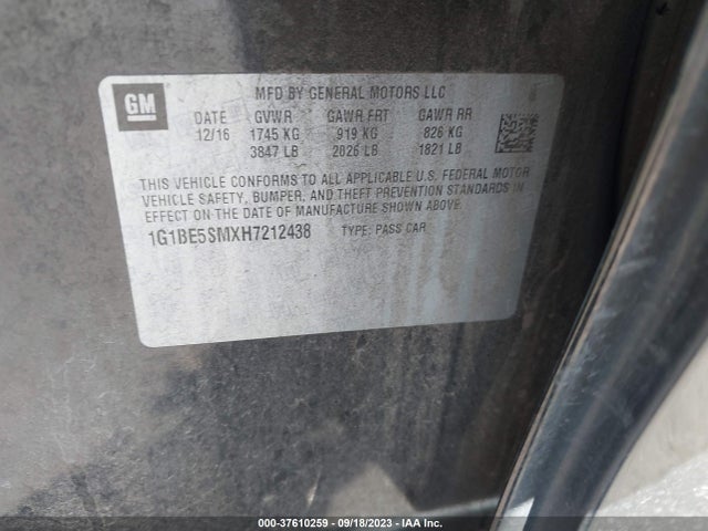 Chevrolet CRUZE LT 2017 1G1BE5SMXH7212438 Image 9