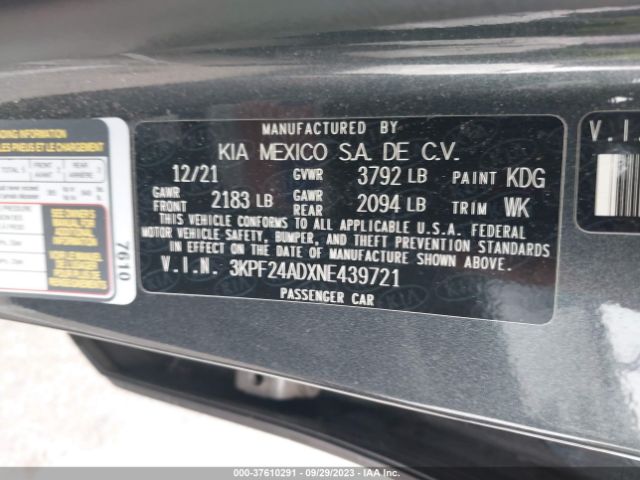 3KPF24ADXNE439721 KIA Forte Lxs