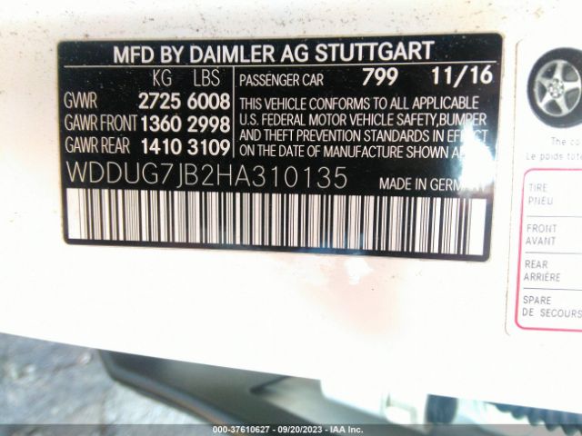 WDDUG7JB2HA310135 Mercedes-Benz S-class Amg S 63
