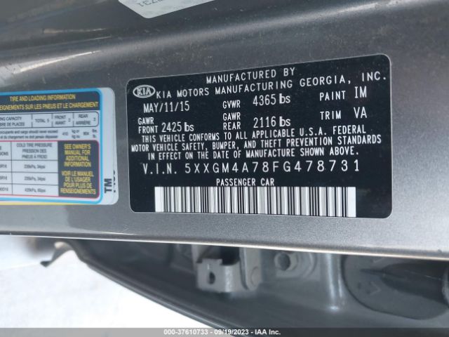5XXGM4A78FG478731 KIA Optima Lx