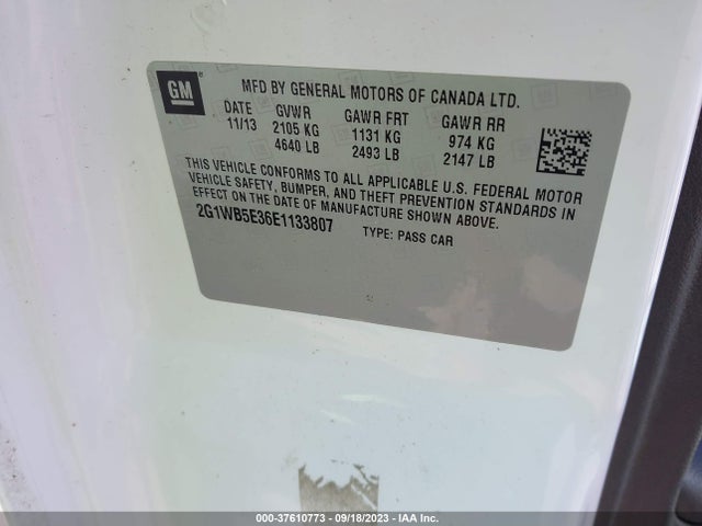 Chevrolet Impala Limited Lt 2014 2G1WB5E36E1133807 Image 9