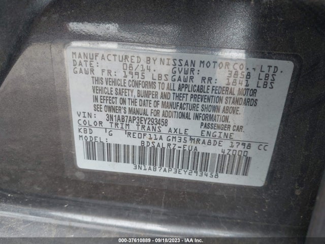 Nissan SENTRA SR 2014 3N1AB7AP3EY293458 Image 9