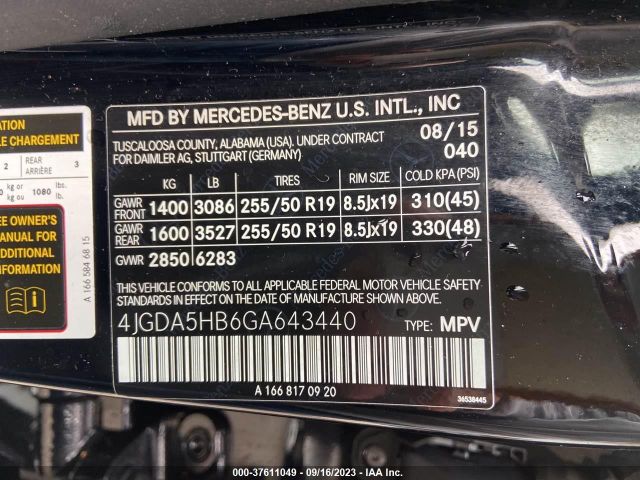 4JGDA5HB6GA643440 Mercedes-Benz Gle Gle 350