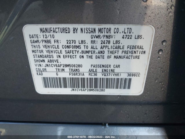 2011 INFINITI G37 SEDAN JN1CV6AP2BM506280 Photo 8
