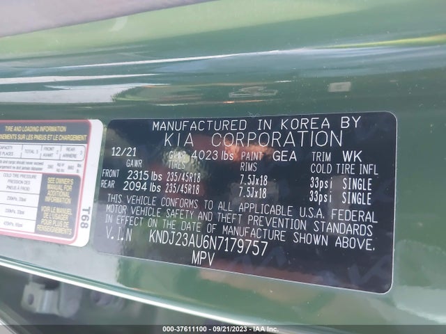 KIA Soul X-line 2022 KNDJ23AU6N7179757 Image 9