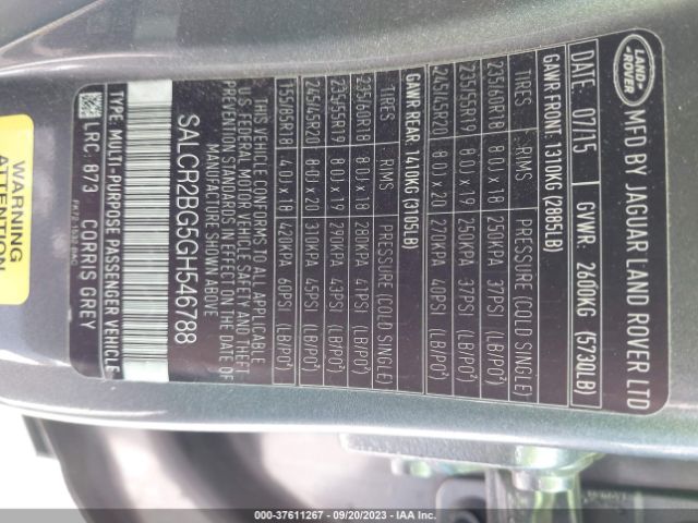 SALCR2BG5GH546788 Land Rover Discovery Sport Hse