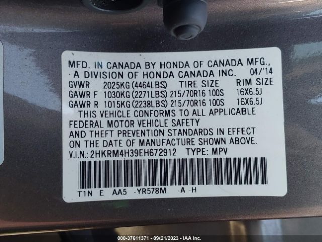 2HKRM4H39EH672912 Honda CR-V LX