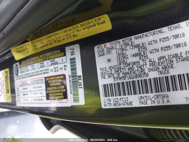 2016 TOYOTA TUNDRA 2WD TRUCK 5TFRM5F16GX098350 Photo 8