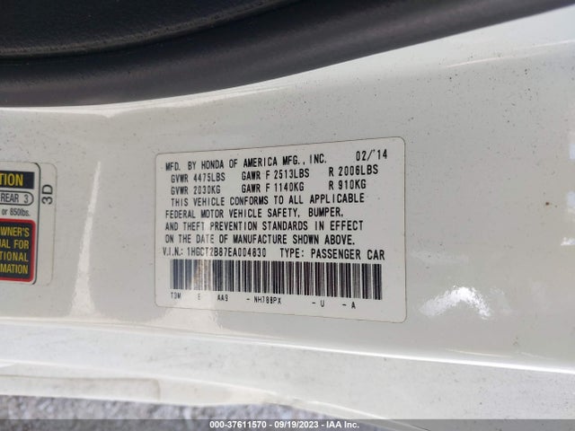2014 HONDA ACCORD COUPE EX-L VIN: 1HGCT2B87EA004830