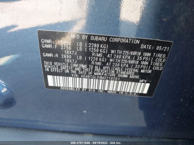 4S4BTGLD8M3219201 Subaru Outback Onyx Edition Xt