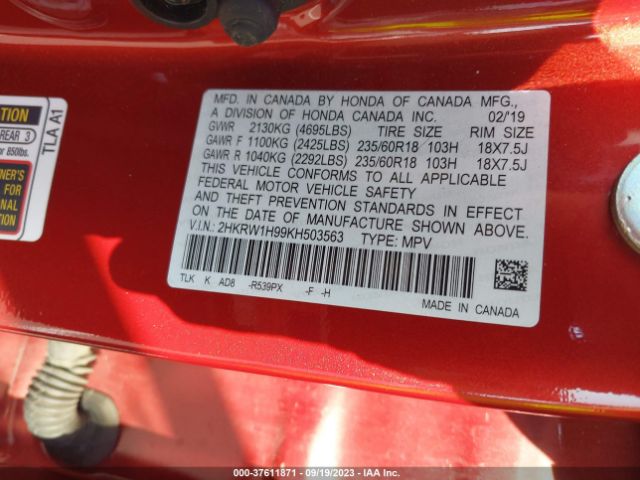 2HKRW1H99KH503563 Honda Cr-v Touring