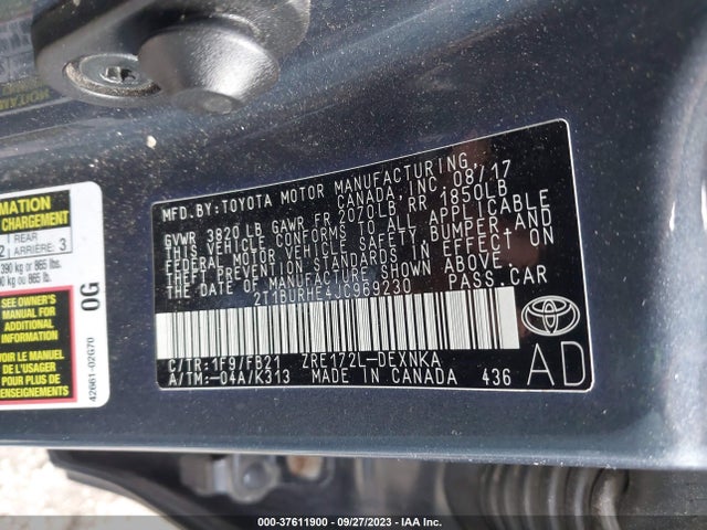 Toyota COROLLA LE 2018 2T1BURHE4JC969230 Image 9