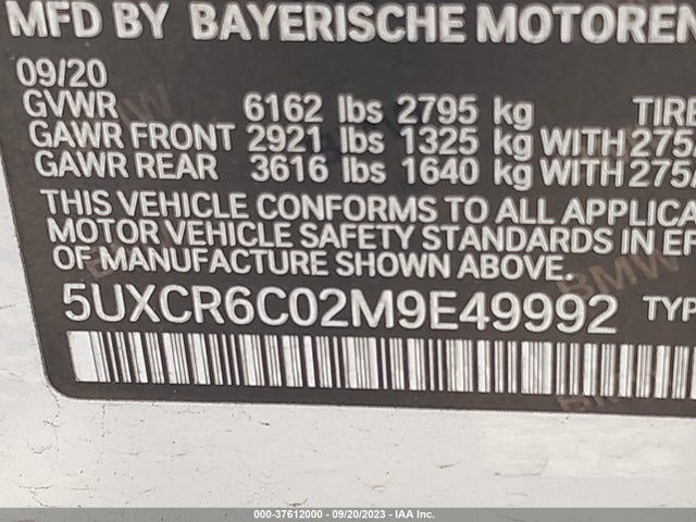 BMW X5  Xdrive40i 2021 5UXCR6C02M9E49992 Image 9