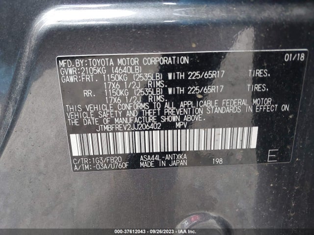 Toyota RAV4 LE 2018 JTMBFREV2JJ206402 Image 9