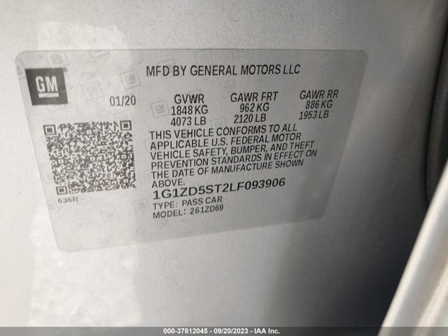 Chevrolet MALIBU LT 2020 1G1ZD5ST2LF093906 Image 9