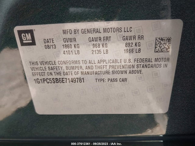 Chevrolet Cruze 1lt Auto 2014 1G1PC5SB6E7149781 Image 9