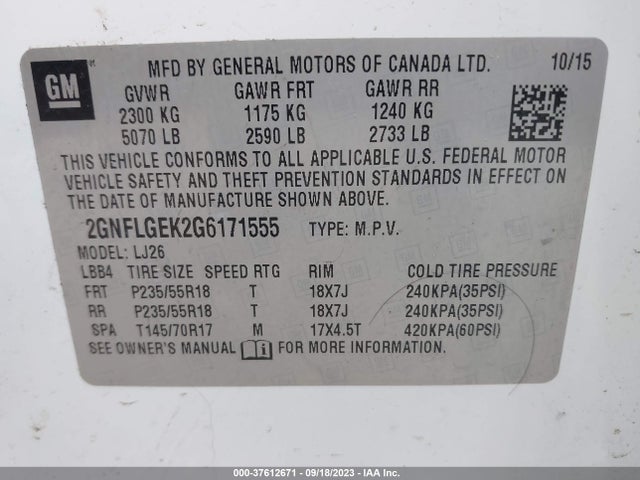 Chevrolet Equinox Ltz 2016 2GNFLGEK2G6171555 Image 9