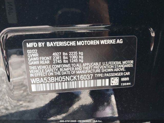 WBA53BH05NCK16037 BMW 5 Series 530i