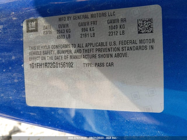 Chevrolet CAMARO 2SS 2016 1G1FH1R72G0156102 Image 9
