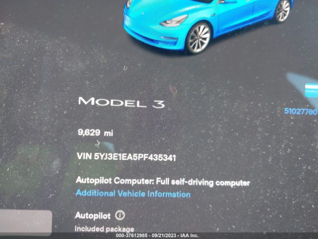 5YJ3E1EA5PF435341 Tesla MODEL 3