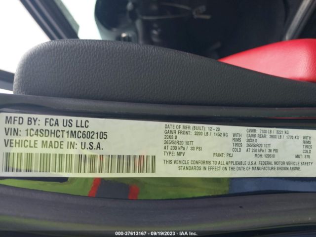 1C4SDHCT1MC602105 Dodge Durango R/t