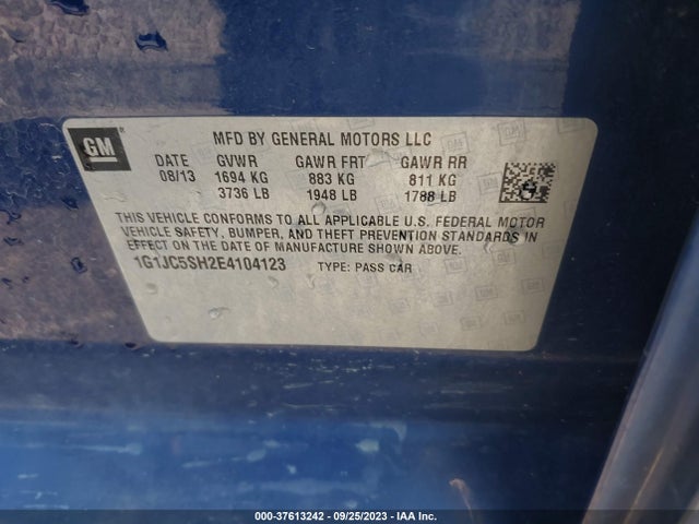 Chevrolet SONIC LT 2014 1G1JC5SH2E4104123 Image 9