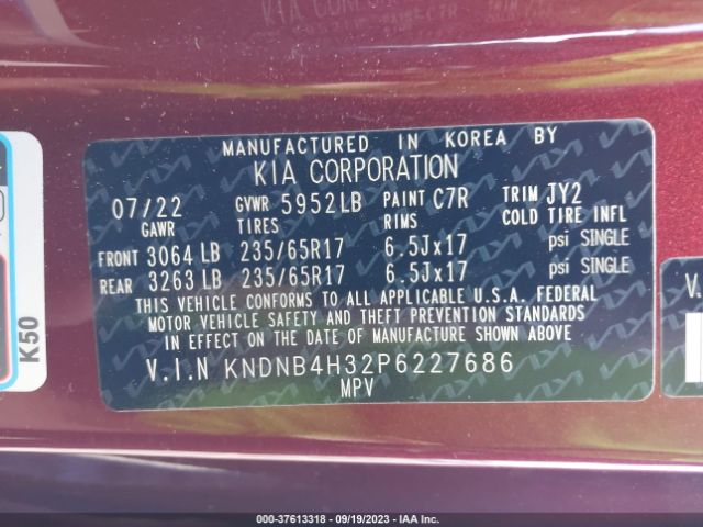 KNDNB4H32P6227686 KIA Carnival Lx