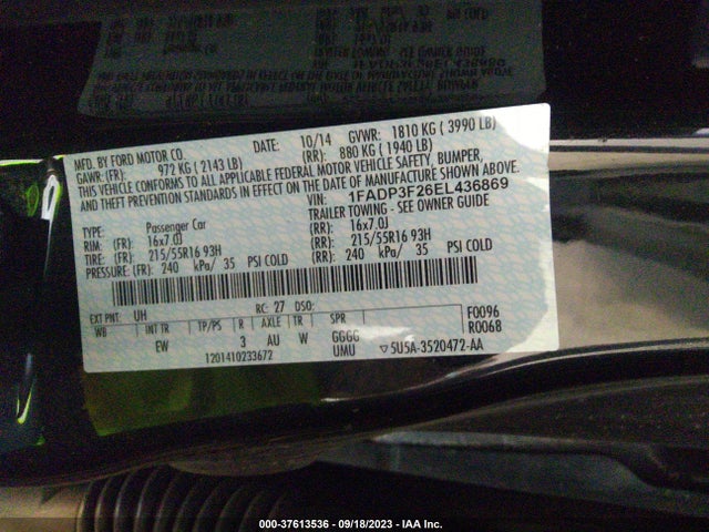 Ford FOCUS SE 2014 1FADP3F26EL436869 Image 10