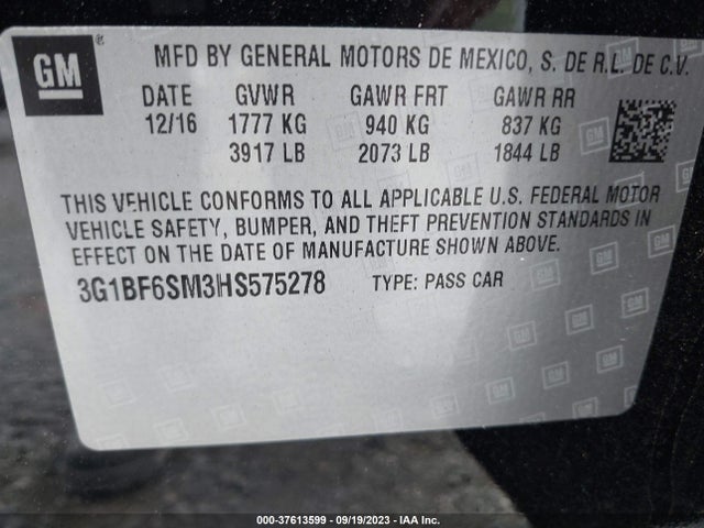 Chevrolet Cruze Premier 2017 3G1BF6SM3HS575278 Image 9