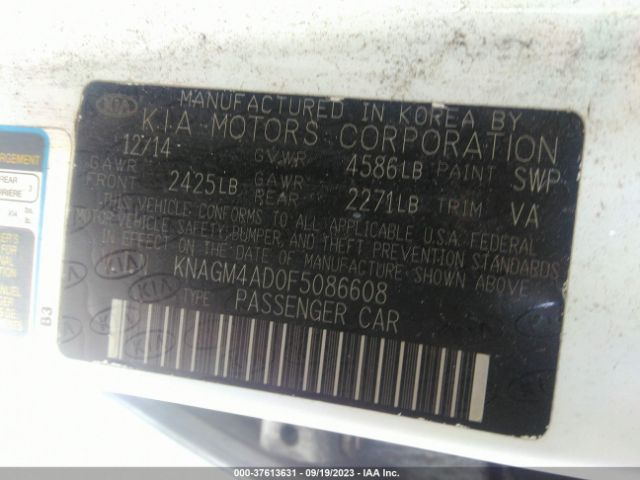 KNAGM4AD0F5086608 KIA OPTIMA HYBRID
