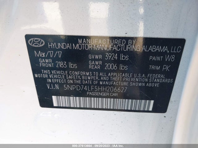 Hyundai ELANTRA SE 2017 5NPD74LF5HH206627 Image 9