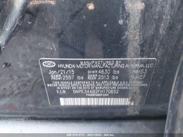 2015 HYUNDAI SONATA 2.0T LIMITED VIN: 5NPE34AB2FH170652