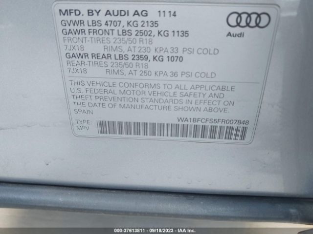 WA1BFCFS5FR007848 Audi Q3 2.0t Premium Plus