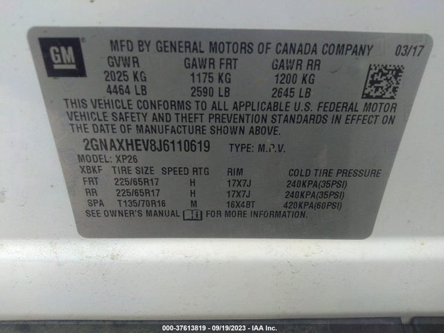 Chevrolet EQUINOX LS 2018 2GNAXHEV8J6110619 Image 9