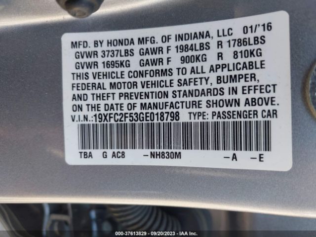 19XFC2F53GE018798 Honda Civic Sedan Lx