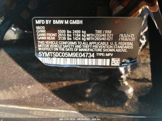 2021 BMW X3 M X3 M VIN: 5YMTS0C05M9E04734