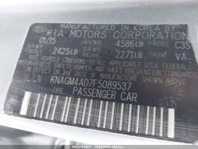 KNAGM4AD7F5089537 KIA OPTIMA HYBRID