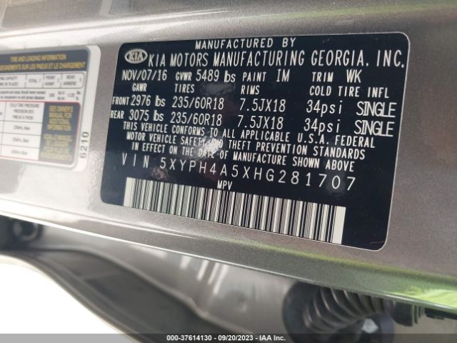 5XYPH4A5XHG281707 KIA Sorento Ex V6
