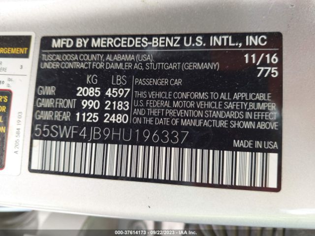 55SWF4JB9HU196337 Mercedes-Benz C 300 Sport/luxury/