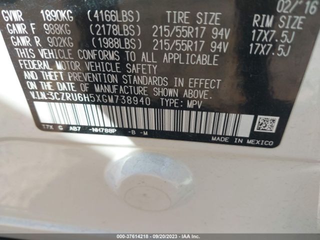 3CZRU6H5XGM738940 Honda HR-V EX