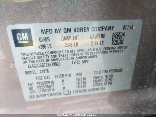 KL4CJCSB7EB779929 Buick Encore Leather