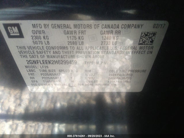 Chevrolet EQUINOX LS 2017 2GNFLEEK2H6299459 Image 9
