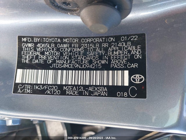 2022 TOYOTA COROLLA SE/SE NIGHTSHADE/APEX SE VIN: JTDS4MCE9NJ094215